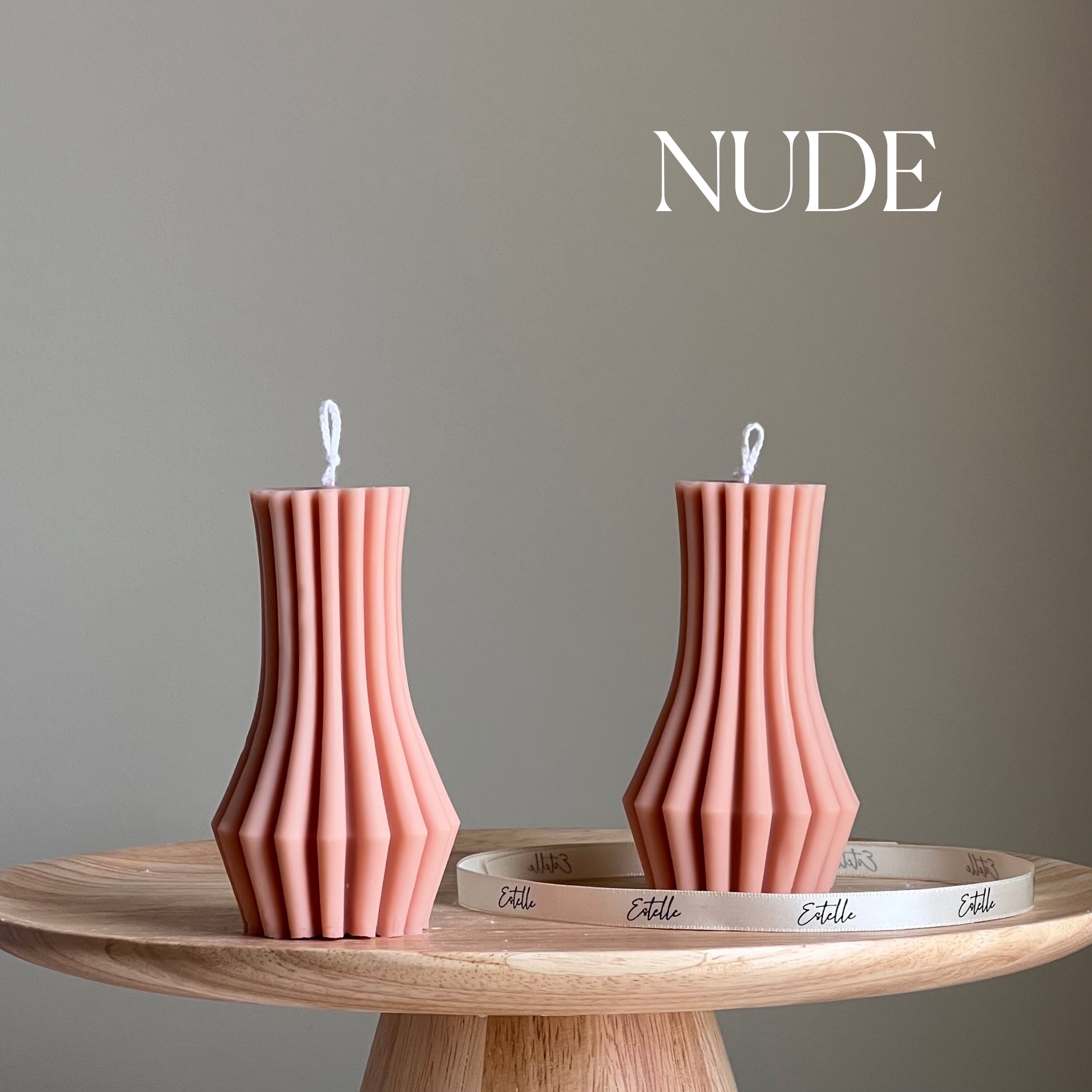Ribbed Soy Pillar Candle: Sculptural Home Decor-1