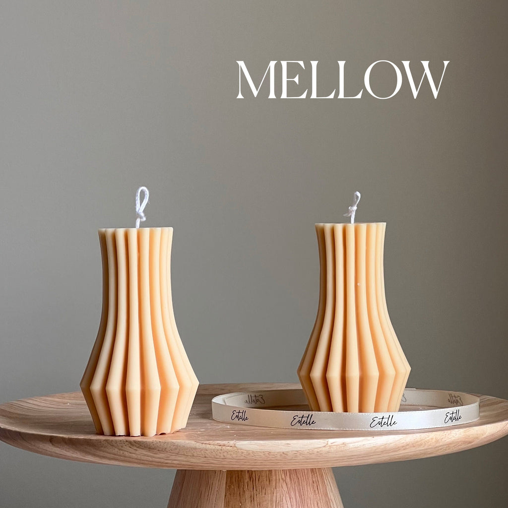 Ribbed Soy Pillar Candle: Sculptural Home Decor-3