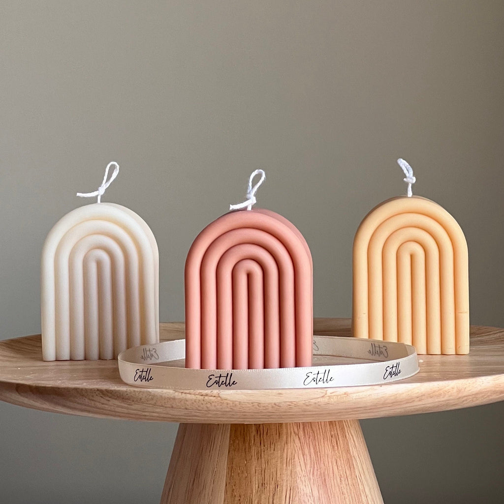 Hand Poured Soy Wax Rainbow Candle: Sculptural Home Decor-0