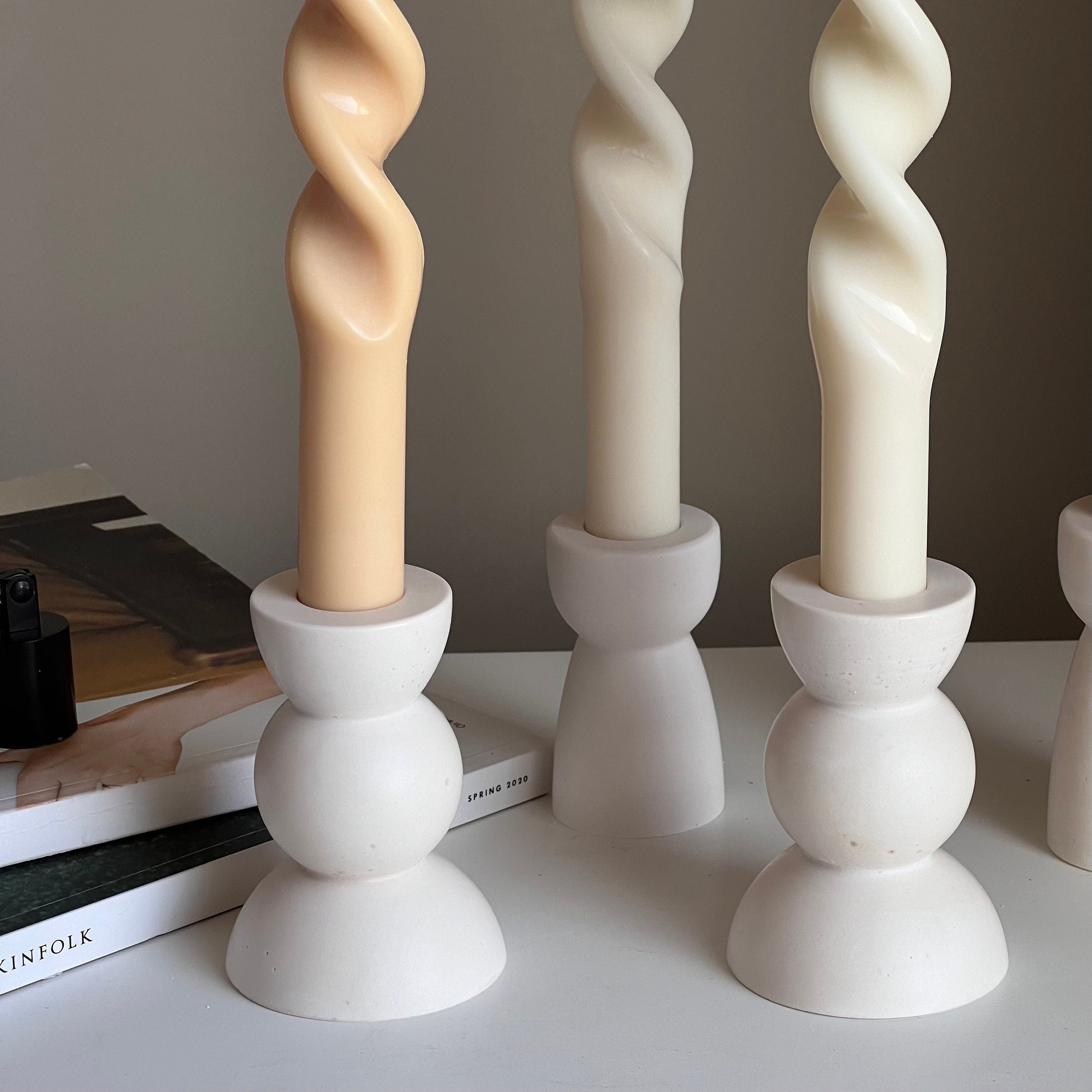 Twisted Taper Candle: Handmade Soy Wax Dinner Candle-2