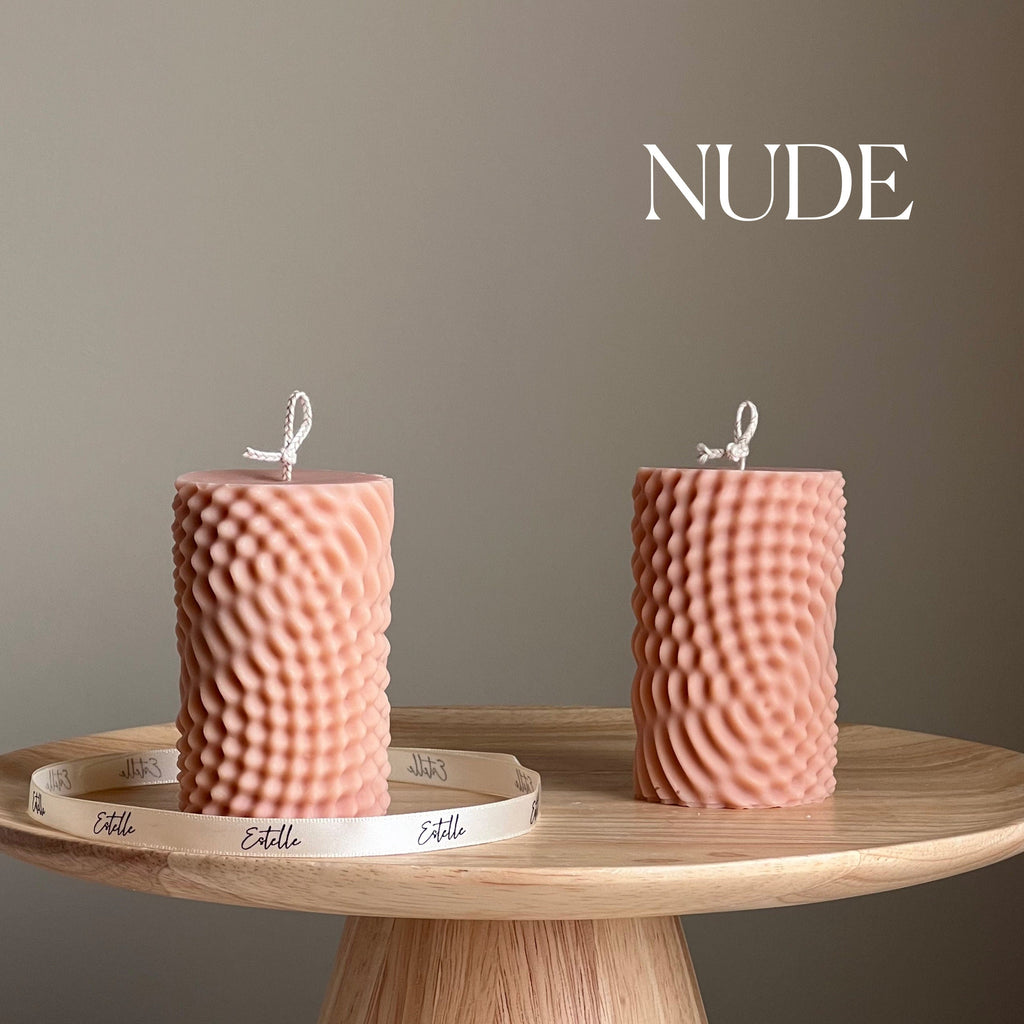 Geometric Soy Pillar Candle: Minimalist Home Decor-1