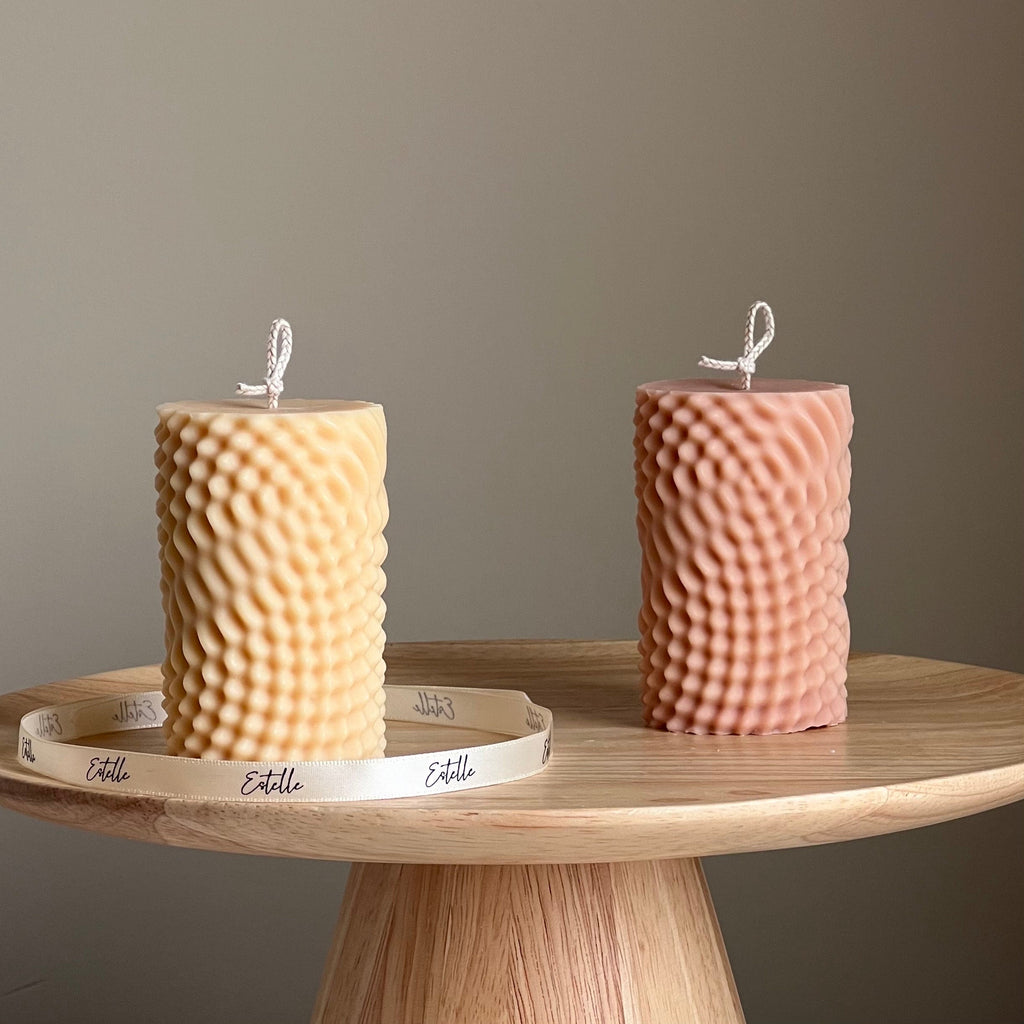 Geometric Soy Pillar Candle: Minimalist Home Decor-0