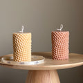 Geometric Soy Pillar Candle: Minimalist Home Decor-0