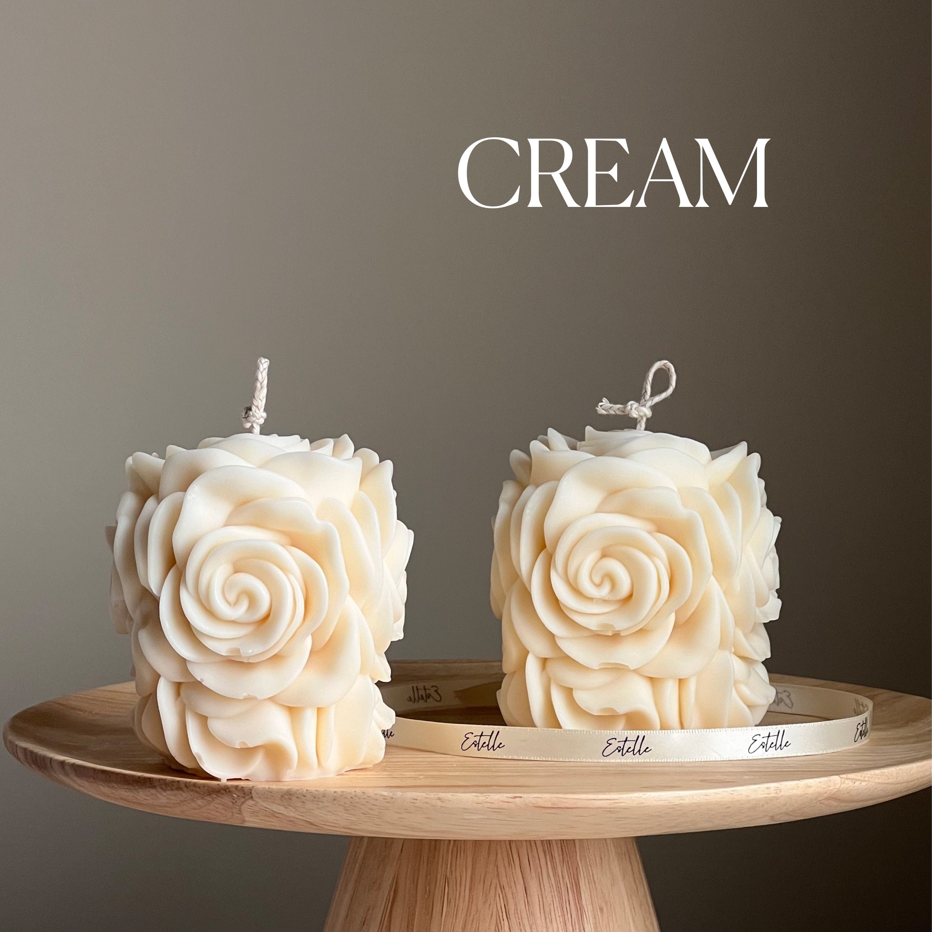 Handmade Rose Flower Candle | Vegan Soy Pillar Candle-2
