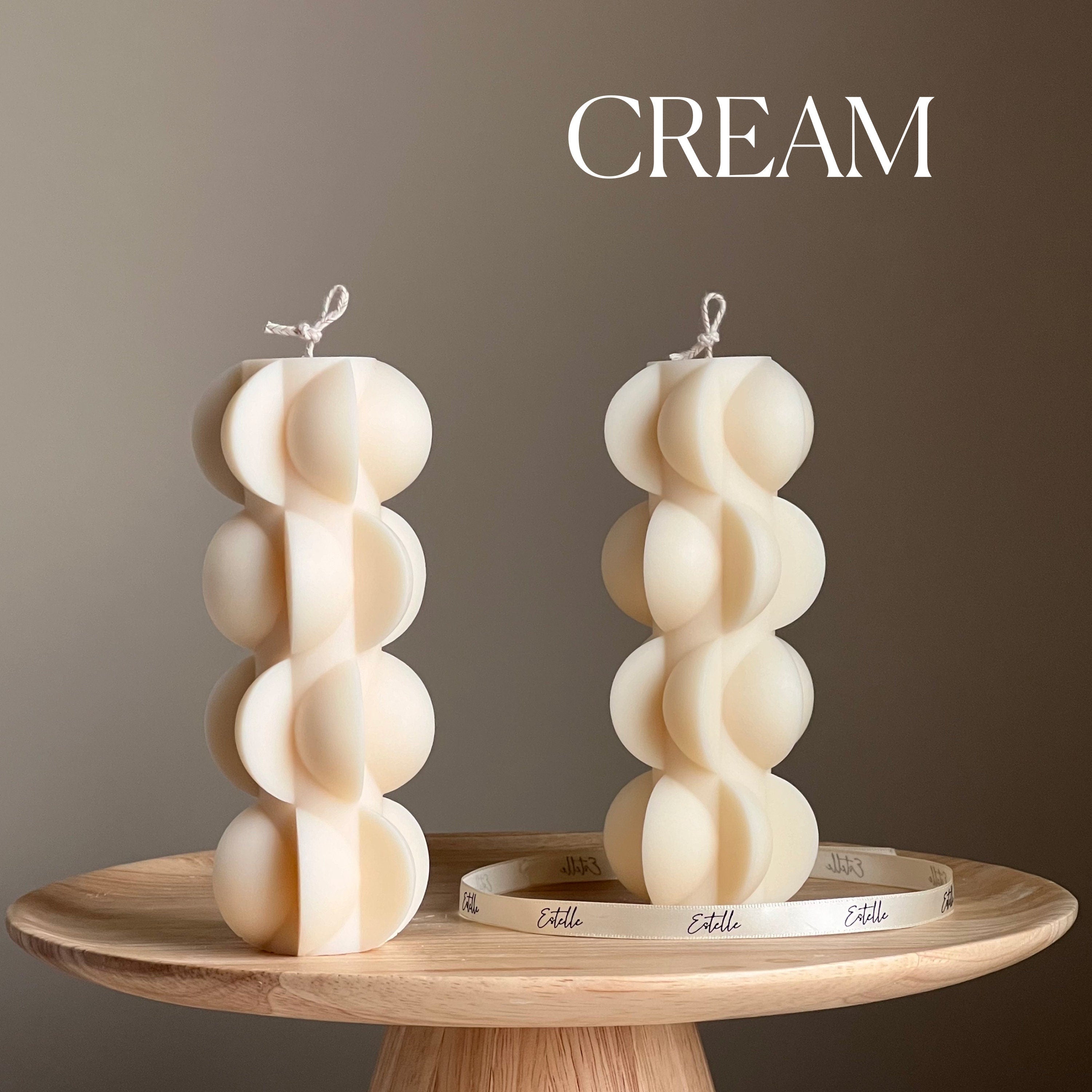 Geometric Soy Pillar Candle: Sculptural Home Decor-2