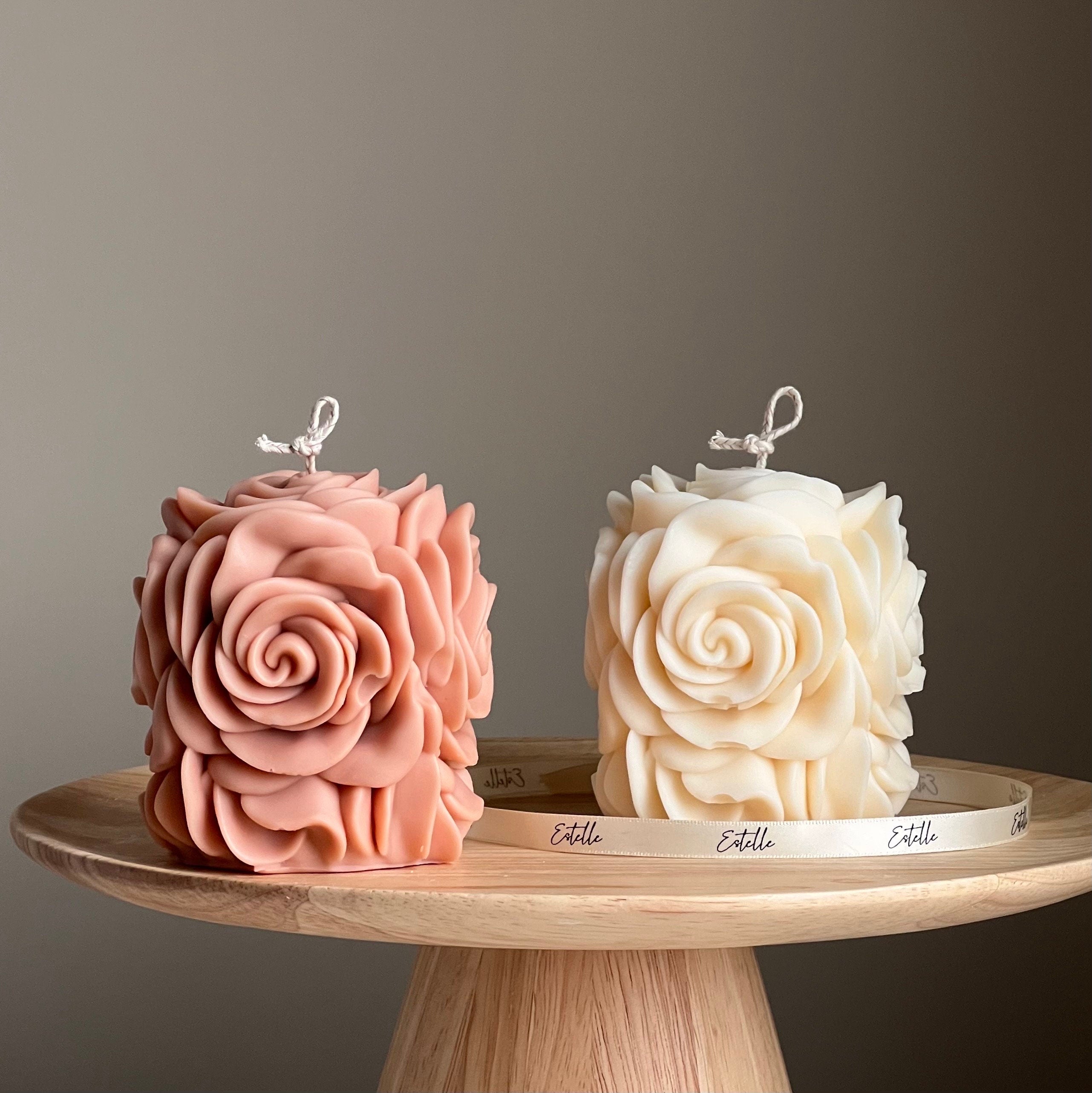 Handmade Rose Flower Candle | Vegan Soy Pillar Candle-0
