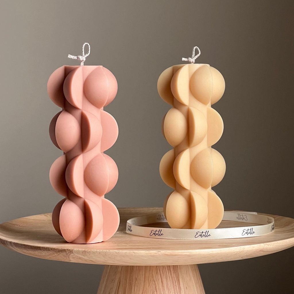 Geometric Soy Pillar Candle: Sculptural Home Decor-0