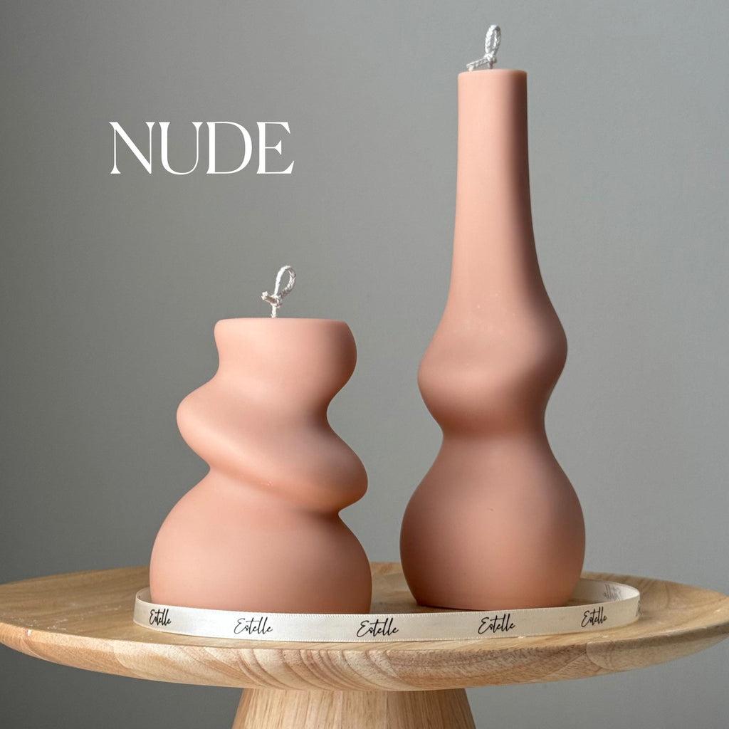 Handmade Irregular Soy Pillar Candle Duo: Sculptural Home Decor-1