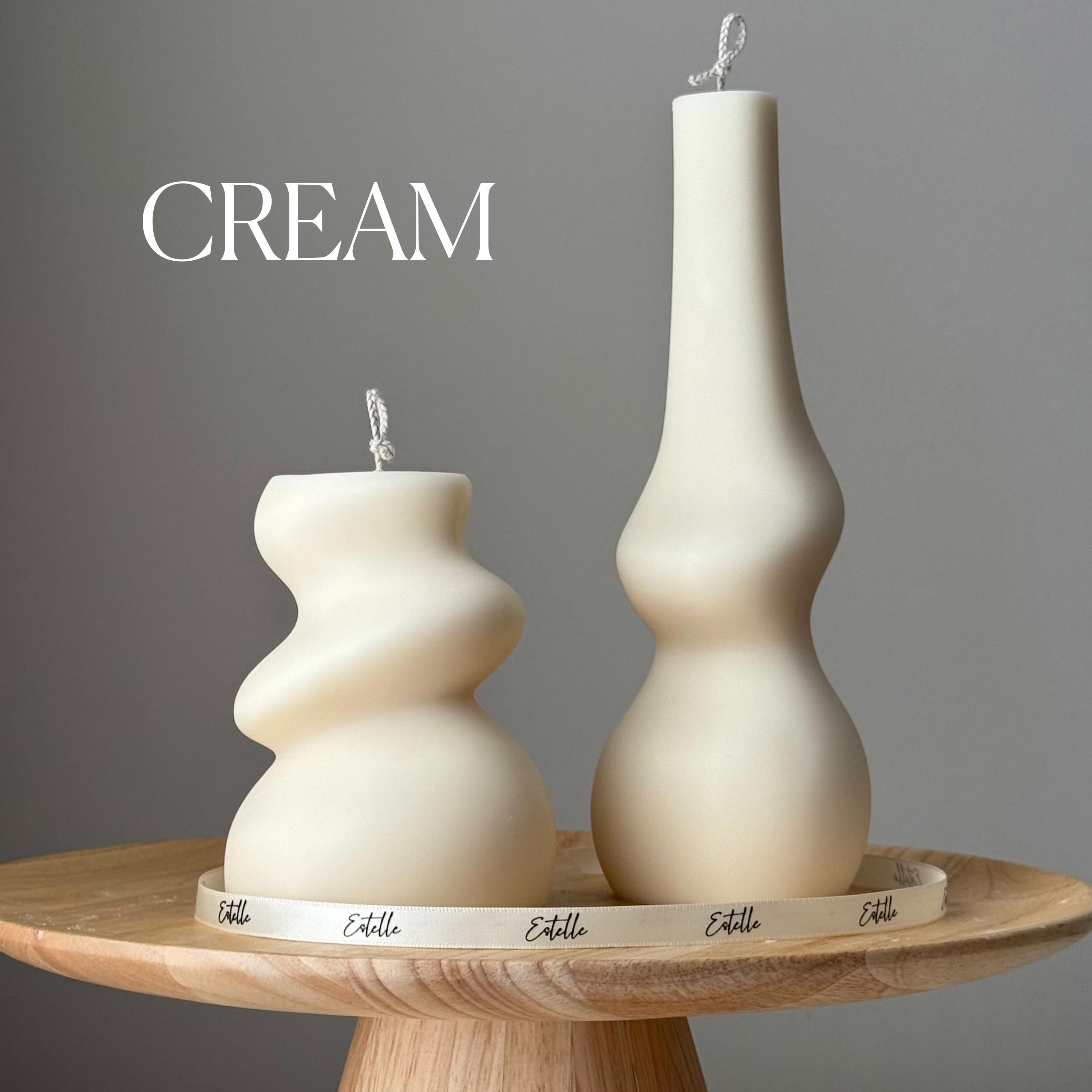 Handmade Irregular Soy Pillar Candle Duo: Sculptural Home Decor-2