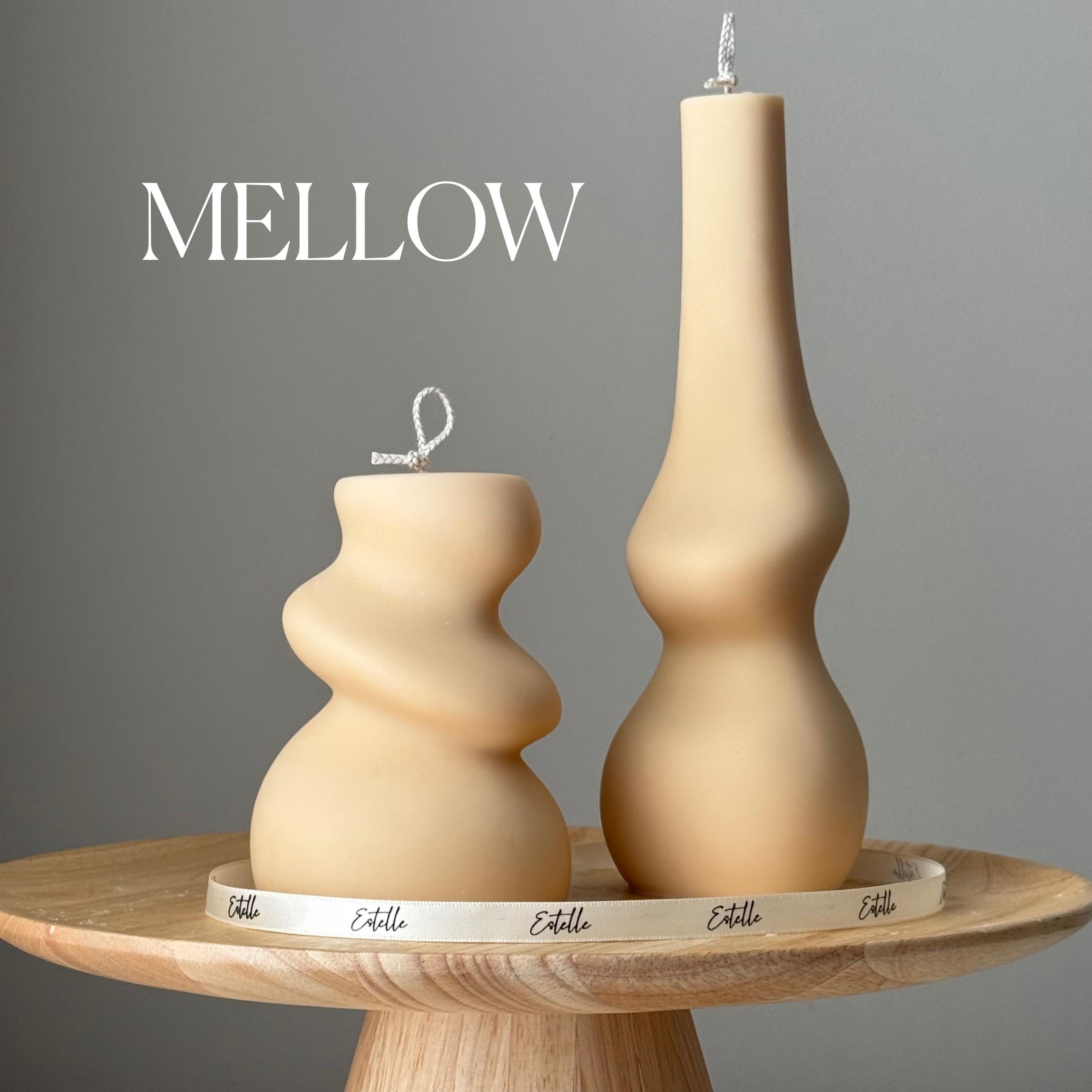 Handmade Irregular Soy Pillar Candle Duo: Sculptural Home Decor-3