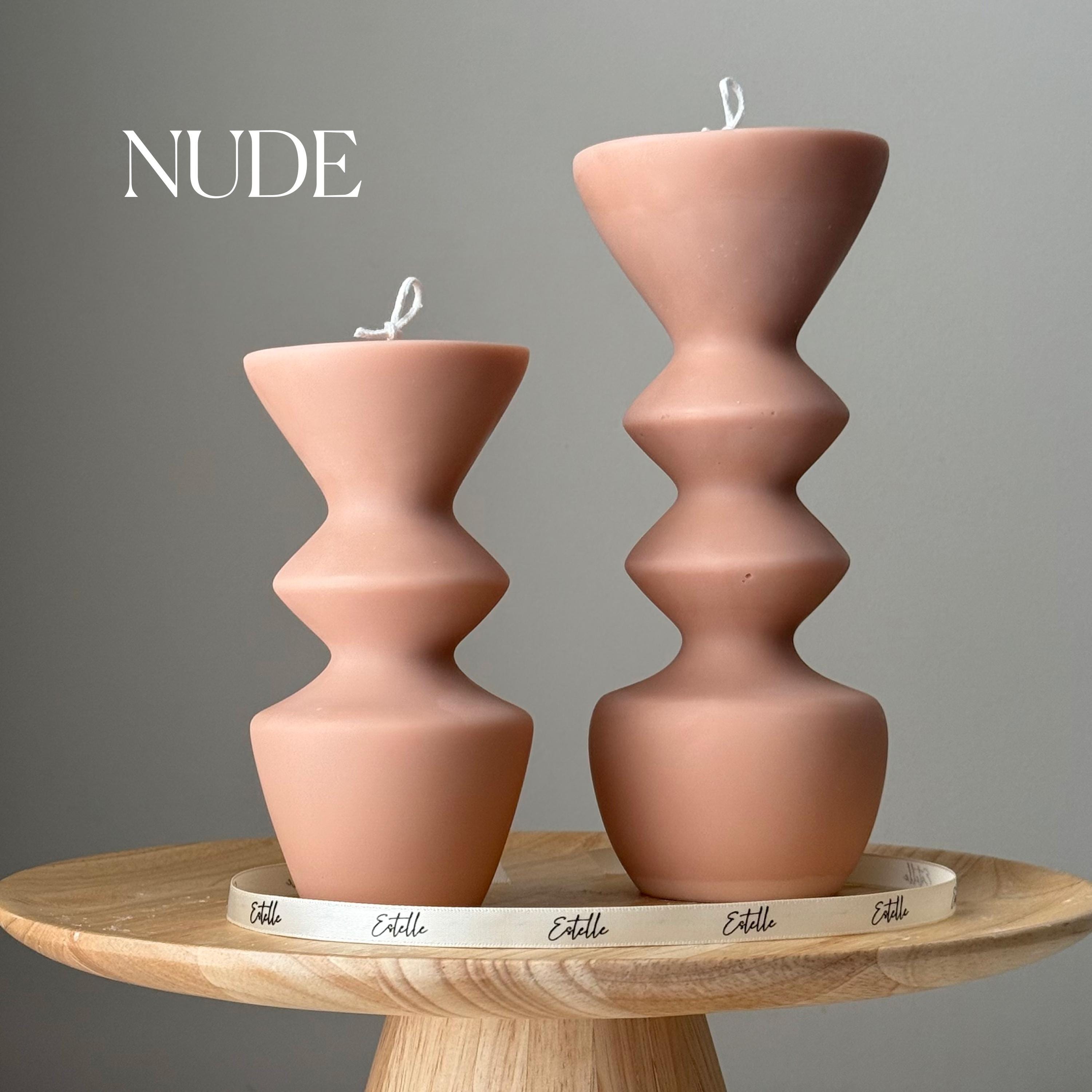 Hand Poured Soy Wax Candle Duo: Geometric Vase Pillar Candles-1