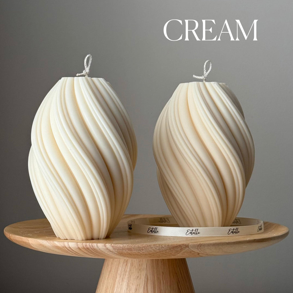Hand Poured Tall Swirl Soy Wax Candle: Sculptural Art Decor-2