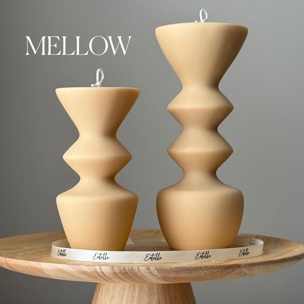 Hand Poured Soy Wax Candle Duo: Geometric Vase Pillar Candles-3