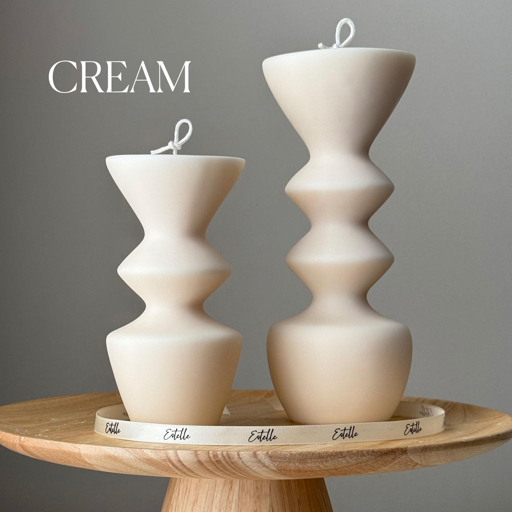 Hand Poured Soy Wax Candle Duo: Geometric Vase Pillar Candles-2