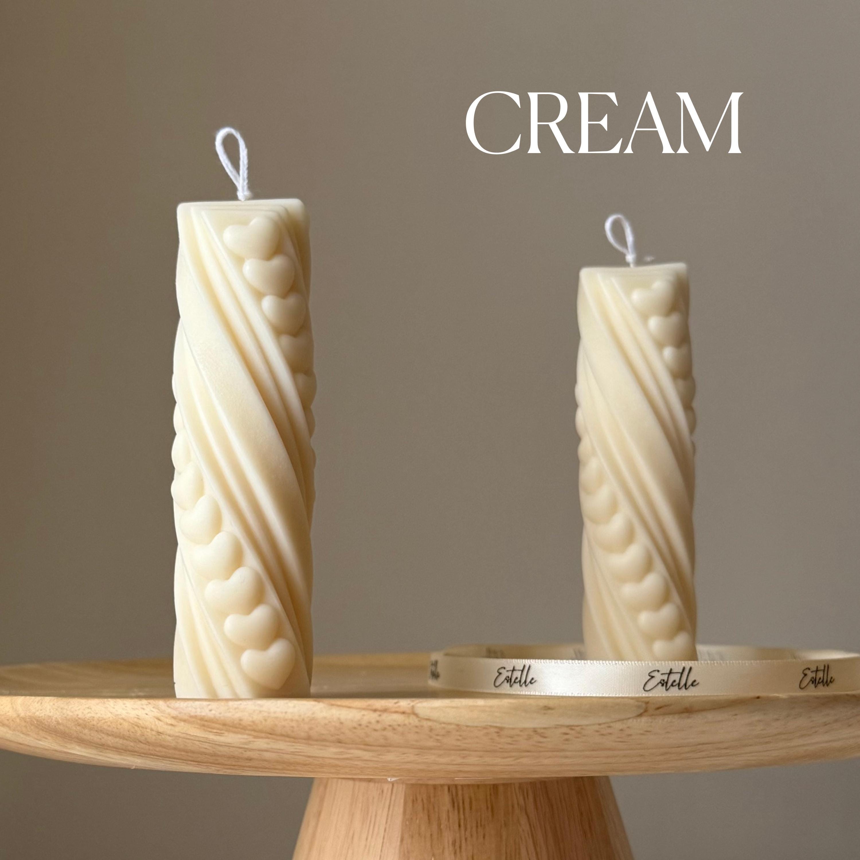 Tiny Hearts Soy Wax Pillar Candle: Handmade Sculptural Decor-2