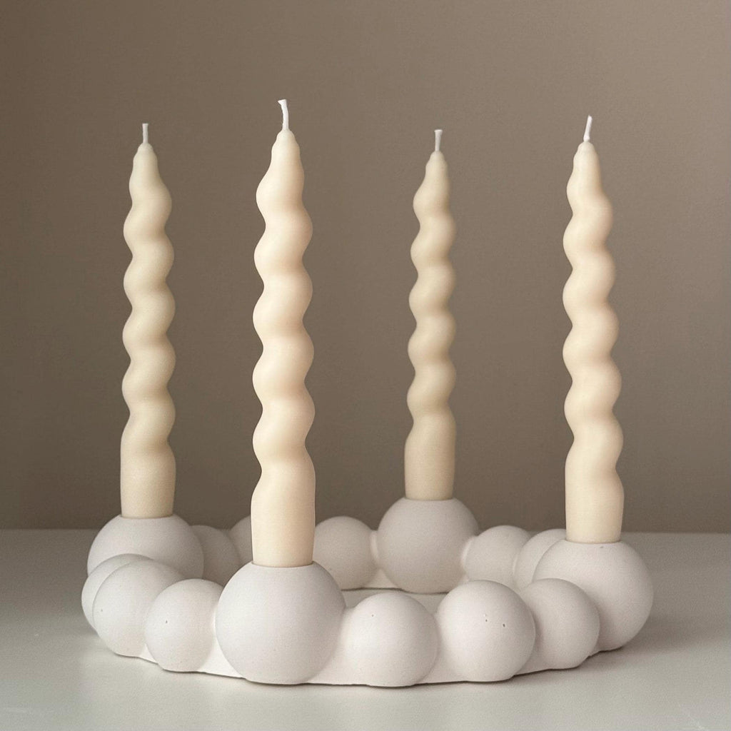 Bubbles Candlestick Holder: Jesmonite Taper Candle, Wedding Table Decor-0