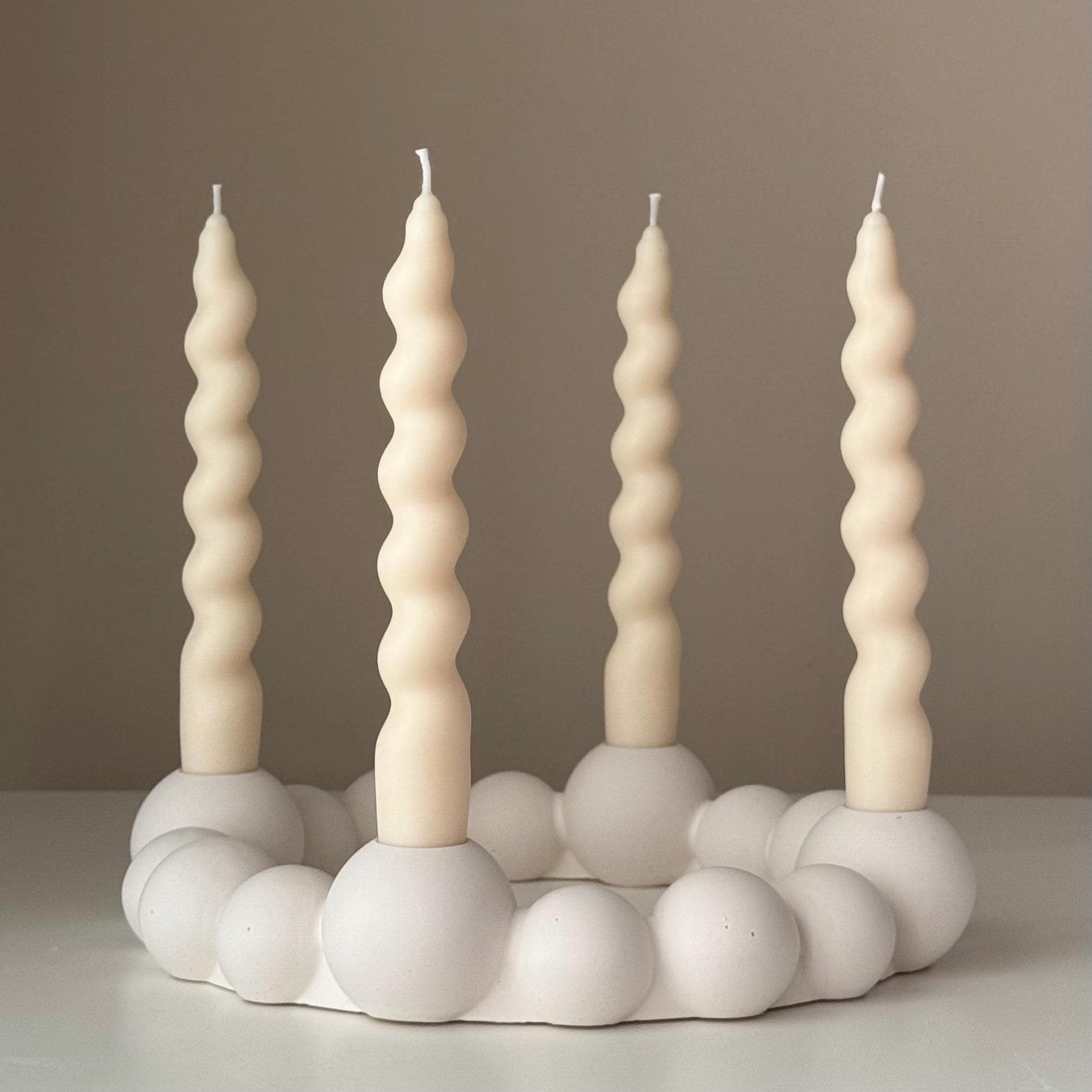 Bubbles Candlestick Holder: Jesmonite Taper Candle, Wedding Table Decor-0