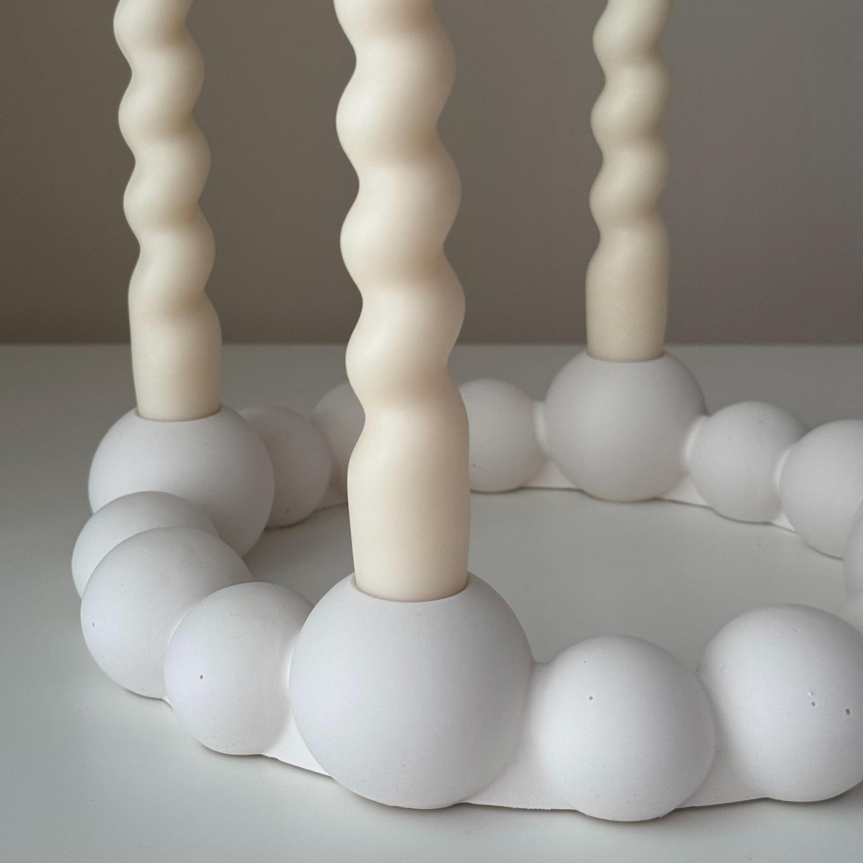 Bubbles Candlestick Holder: Jesmonite Taper Candle, Wedding Table Decor-1