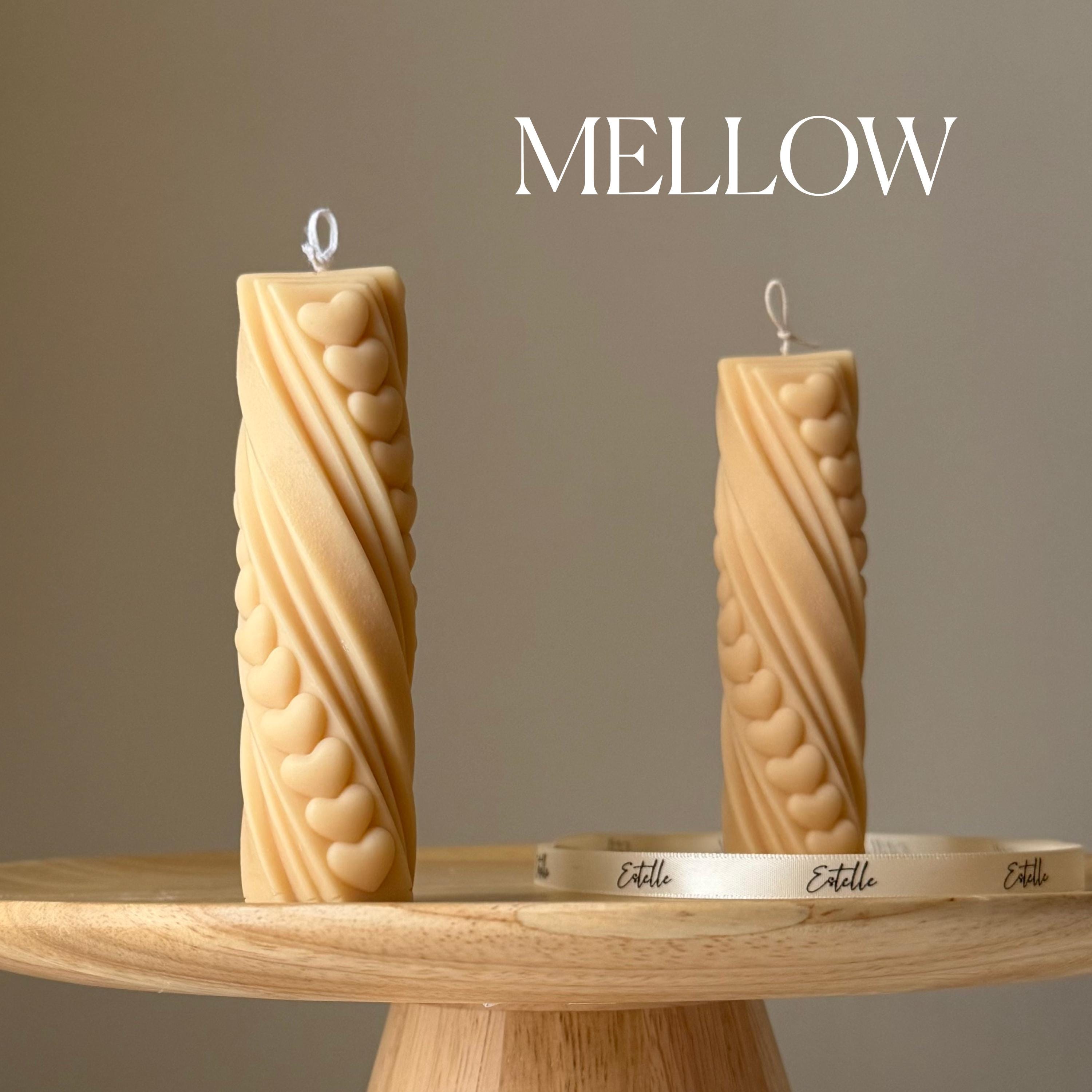 Tiny Hearts Soy Wax Pillar Candle: Handmade Sculptural Decor-3