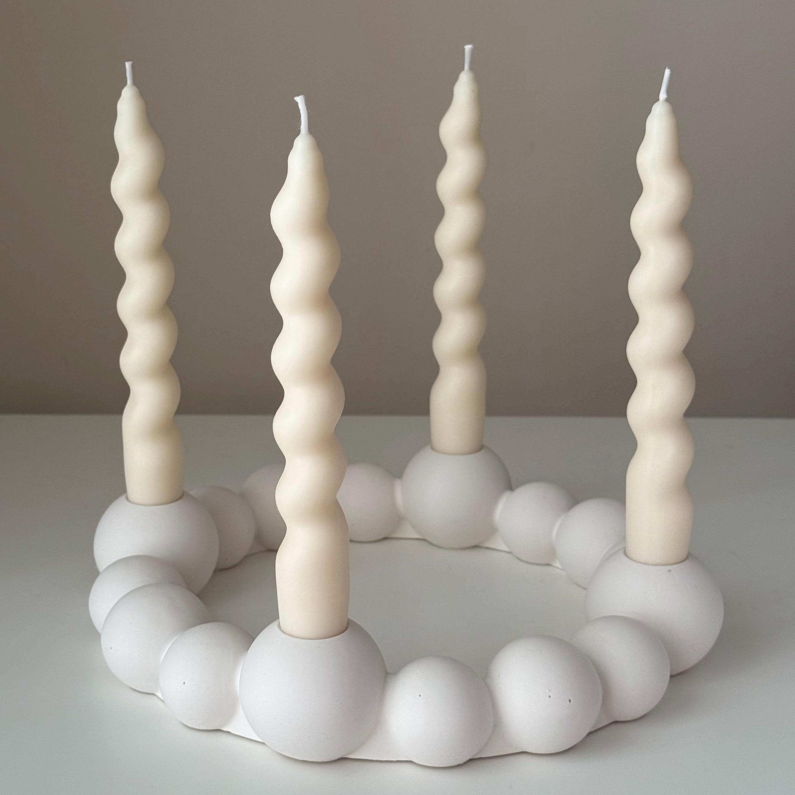 Bubbles Candlestick Holder: Jesmonite Taper Candle, Wedding Table Decor-2