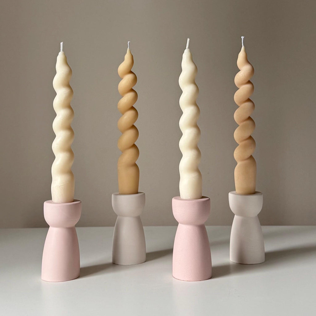 Handmade Jesmonite Hourglass Candlestick Holder: Minimalist Wedding Decor-4