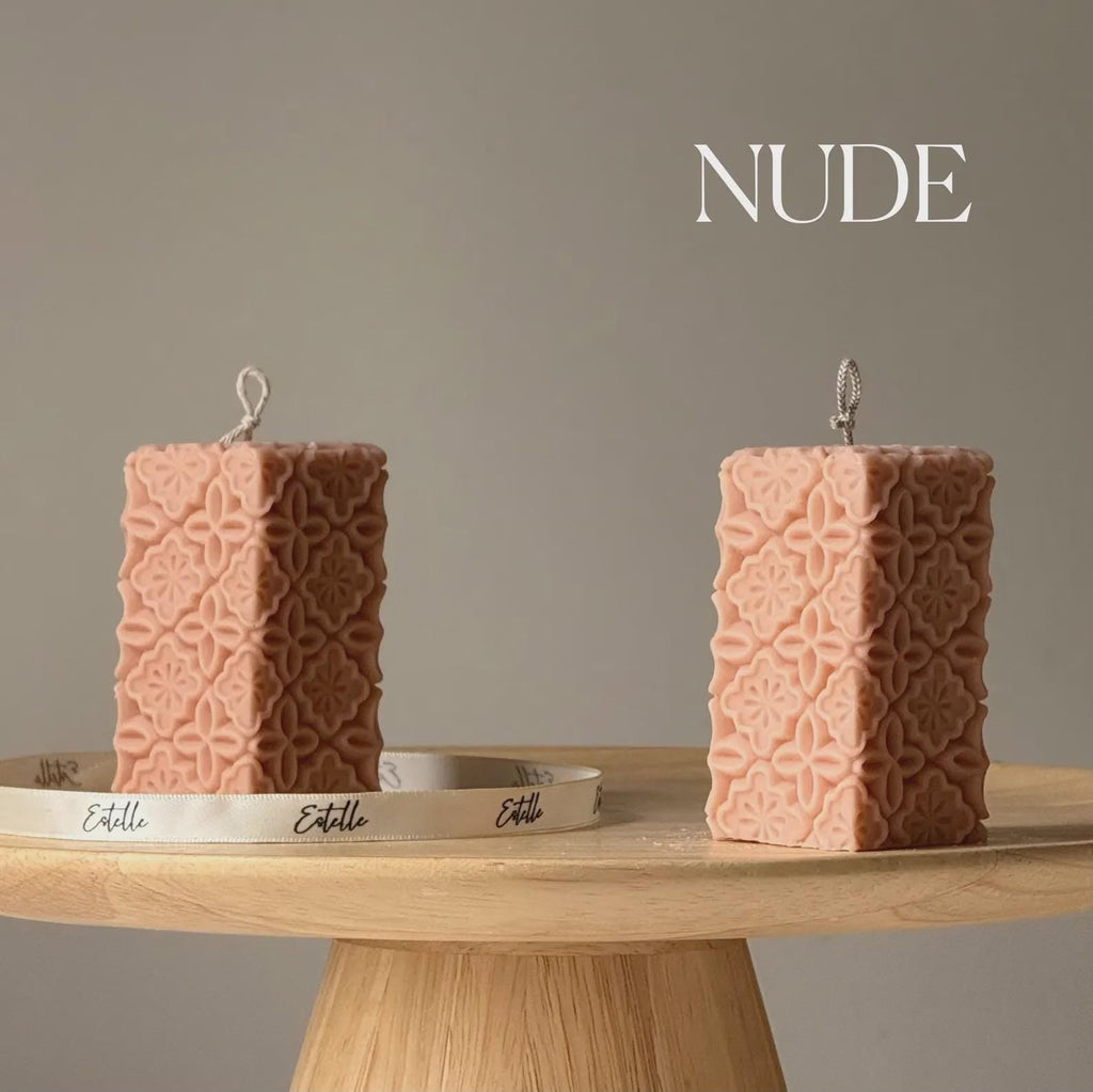 Vintage Lace Soy Pillar Candle: Handmade Home Decor-1