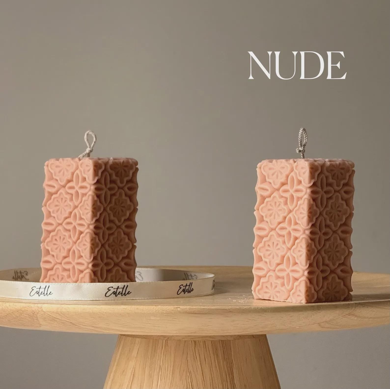 Vintage Lace Soy Pillar Candle: Handmade Home Decor-1