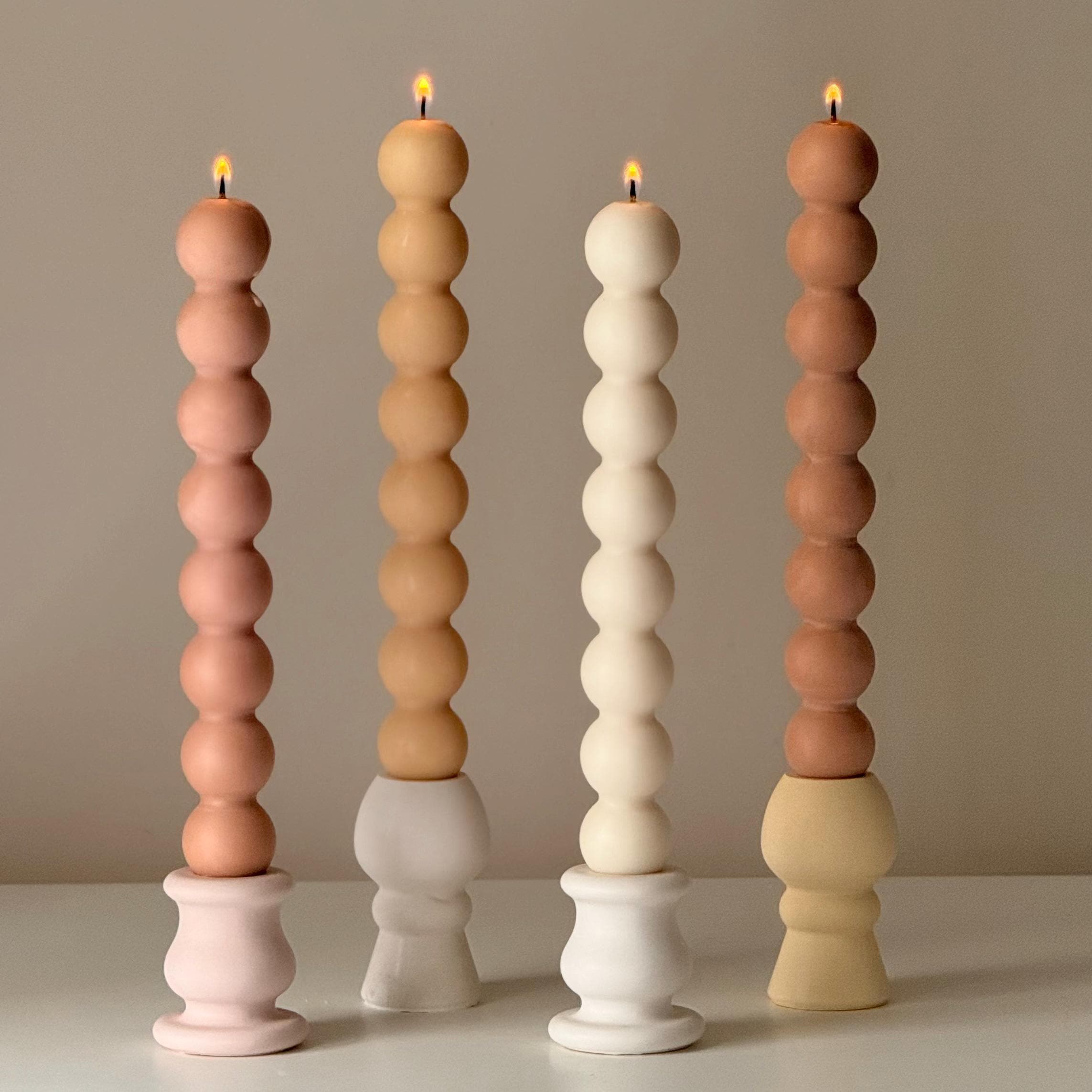 Bubble Column Taper Candle: Handmade Soy Dinner Candle-0