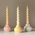 Ribbed Jesmonite Candlestick Holder: Minimalist Table Decor-0