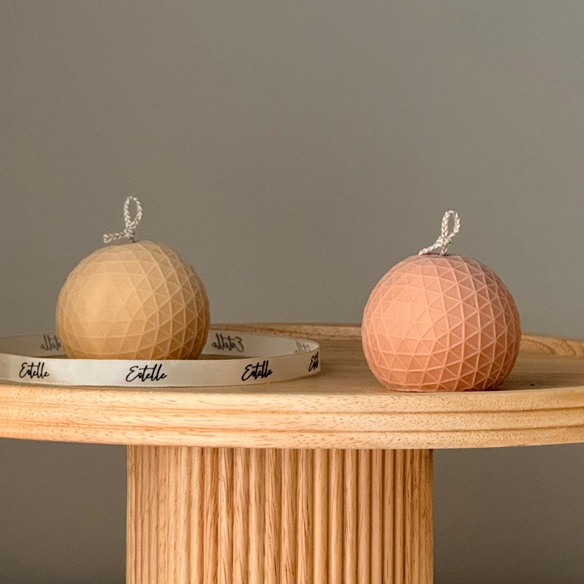 Geometric Orb Candle – Sculptural Textured Design-0