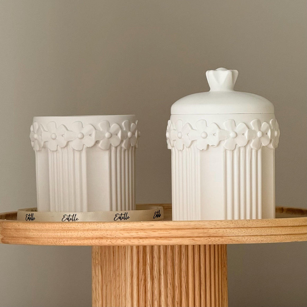 Wild Bloom Jar Soy Wax Candle with Lid : Large Jesmonite Vessel Scented Wood Wick-2