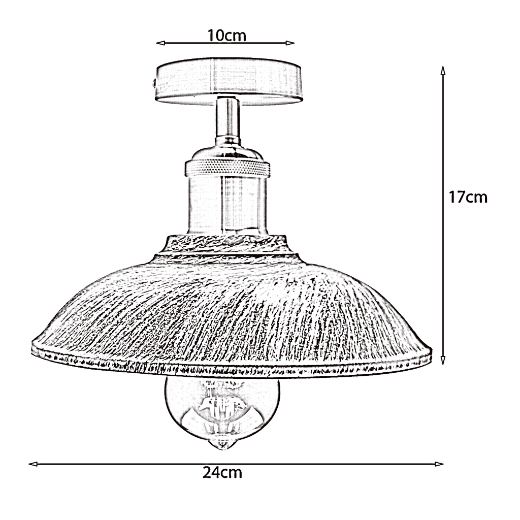 Vintage Semi Flush Ceiling Light Industrial Metal Bowl Fitting E27~1833-3