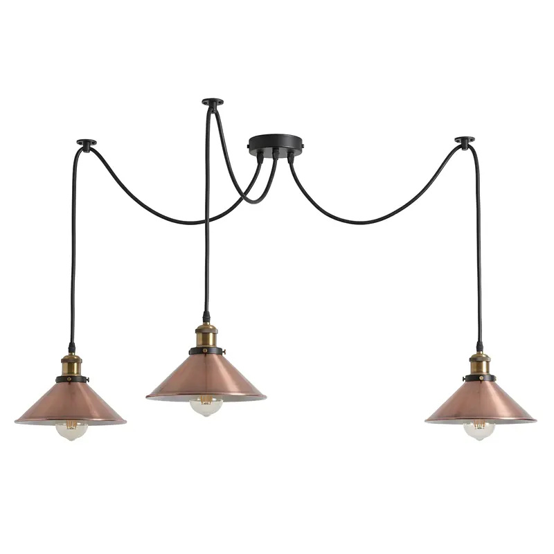 Spider Pendant Lamp 3 Way Hanging Brushed Copper Ceiling Lamp Lighting~4069