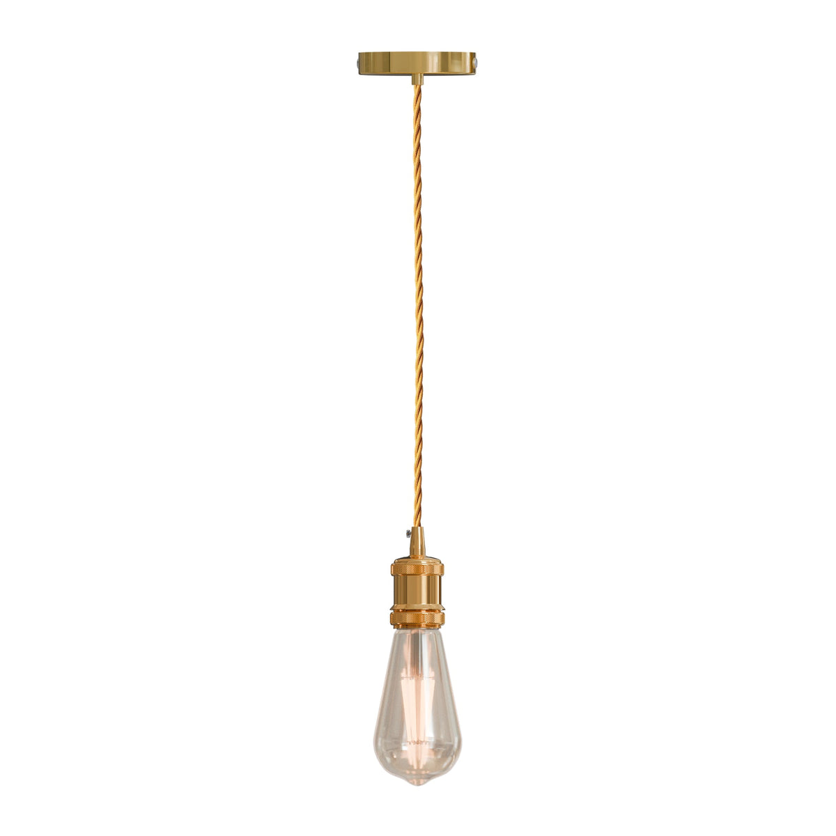 Industrial E27 Pendant Light Fitting 2m Twisted Fabric Cable Metal Rose ~1735-18