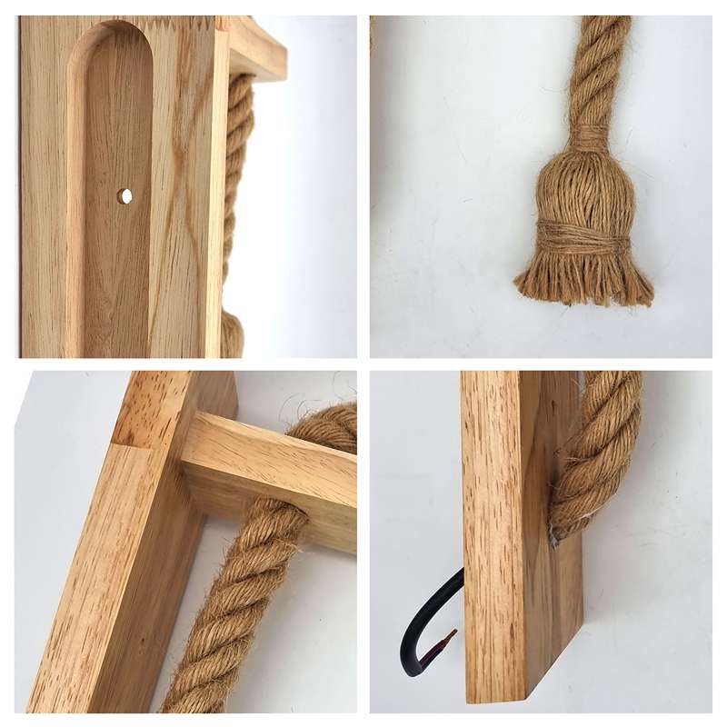 E27 Wooden Rope Wall Lamp Indoor Lighting ~4568-4