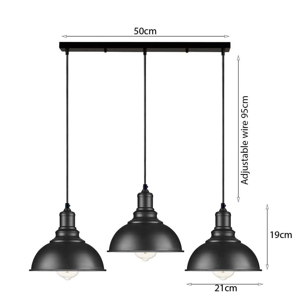 3 light Black Industrial Hanging Ceiling Pendant Lights~5264-1