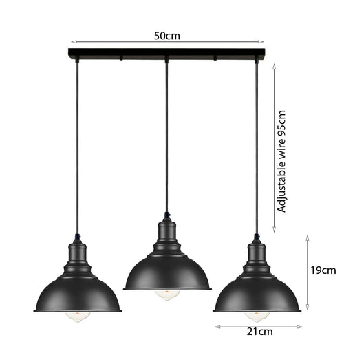 3 light Black Industrial Hanging Ceiling Pendant Lights~5264-1