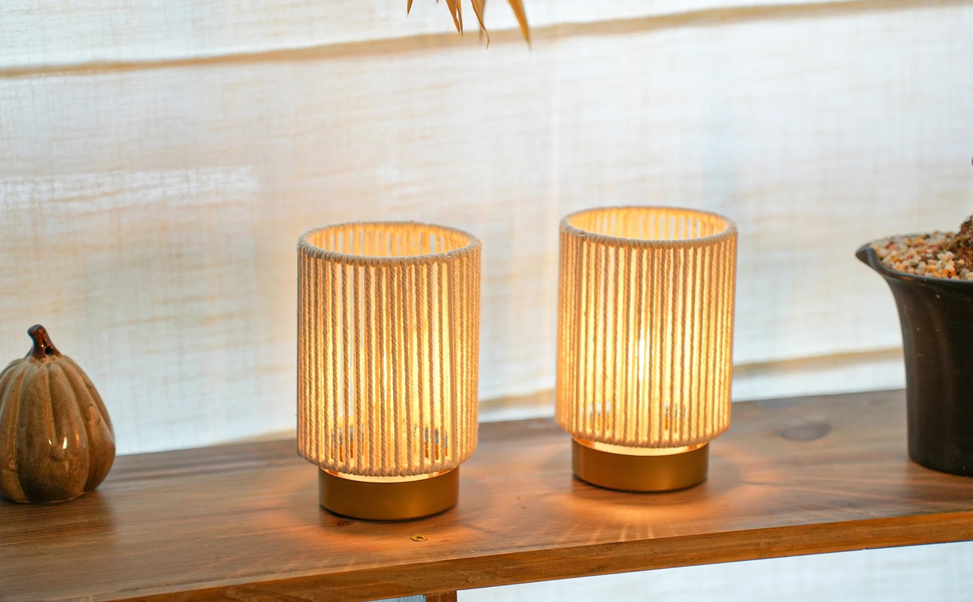 Set of 2 Braided Cotton Rope Table Lamp 6.5" Tall-4