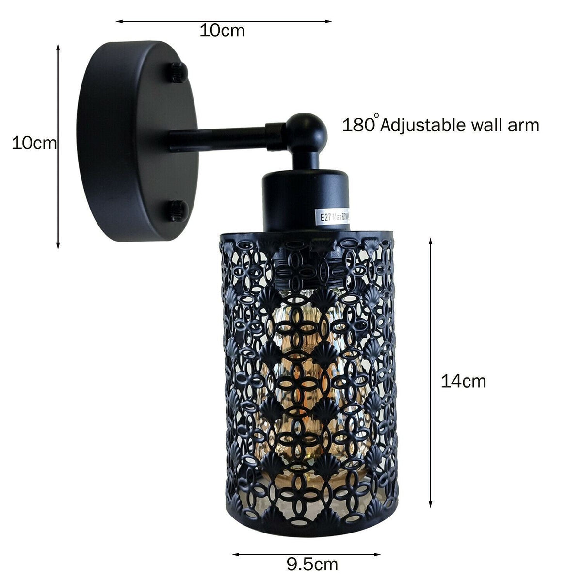 Black Modern Industrial Adjustable Arm Wall Light Fixtures~1237-2