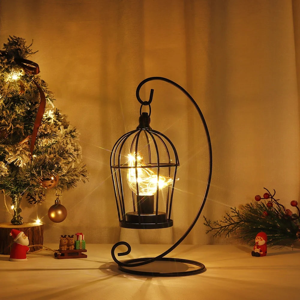12" Tall Battery Operated Birdcage Lamp-3
