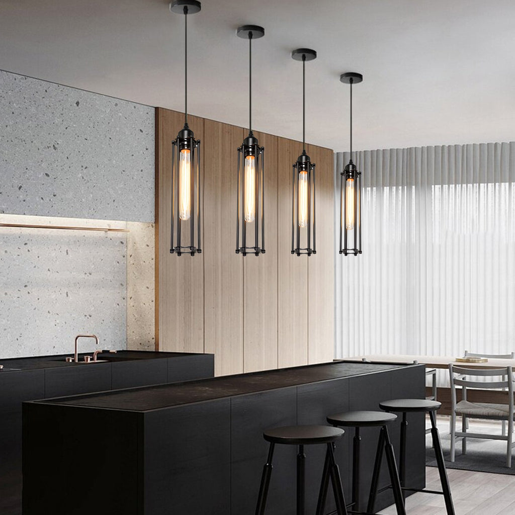 Retro Industrial Metal Wire Cage Black Pendant Light | Ceiling Hanging Lamp ~1494