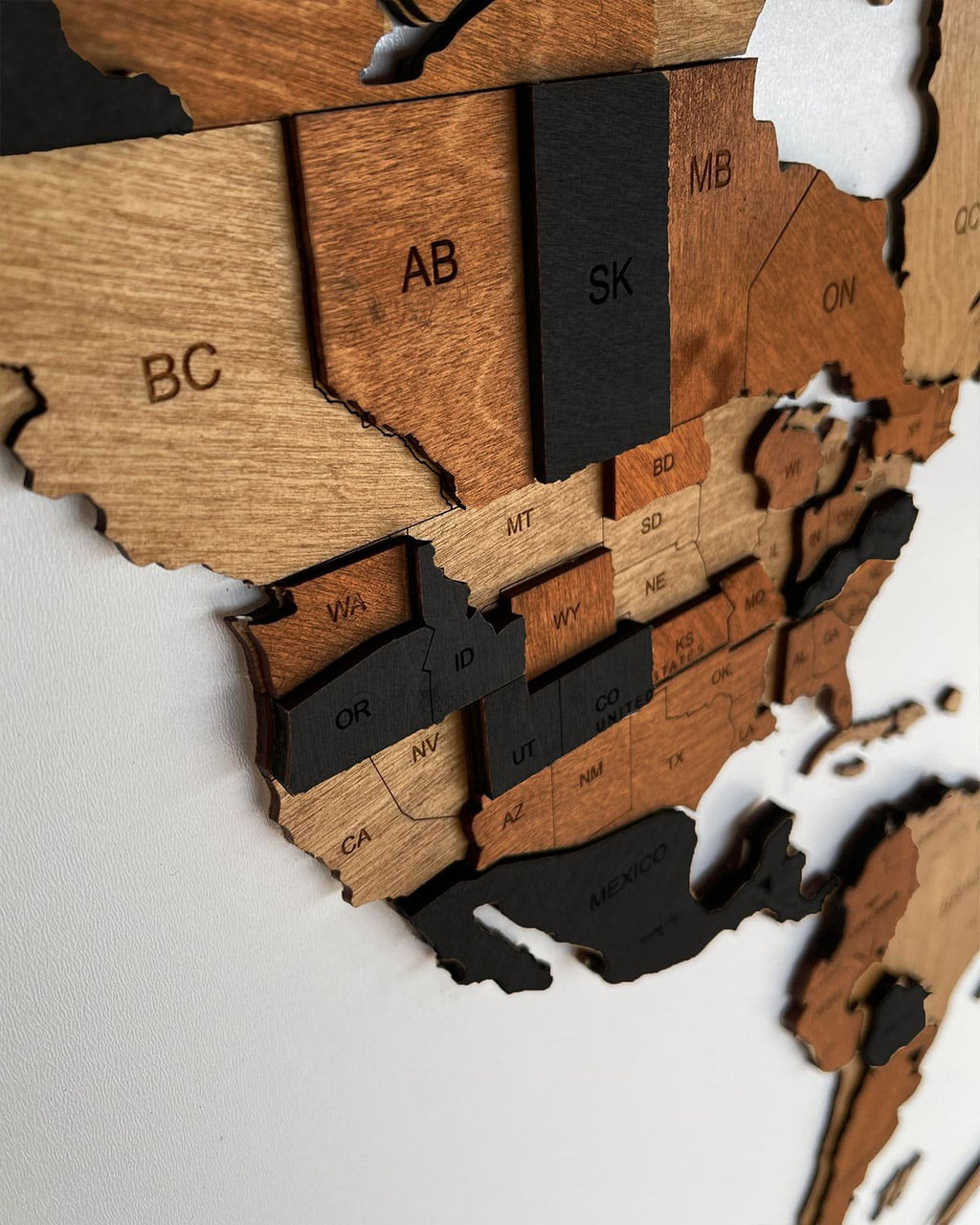 3D world map for wood wall | ESPRESSO-2