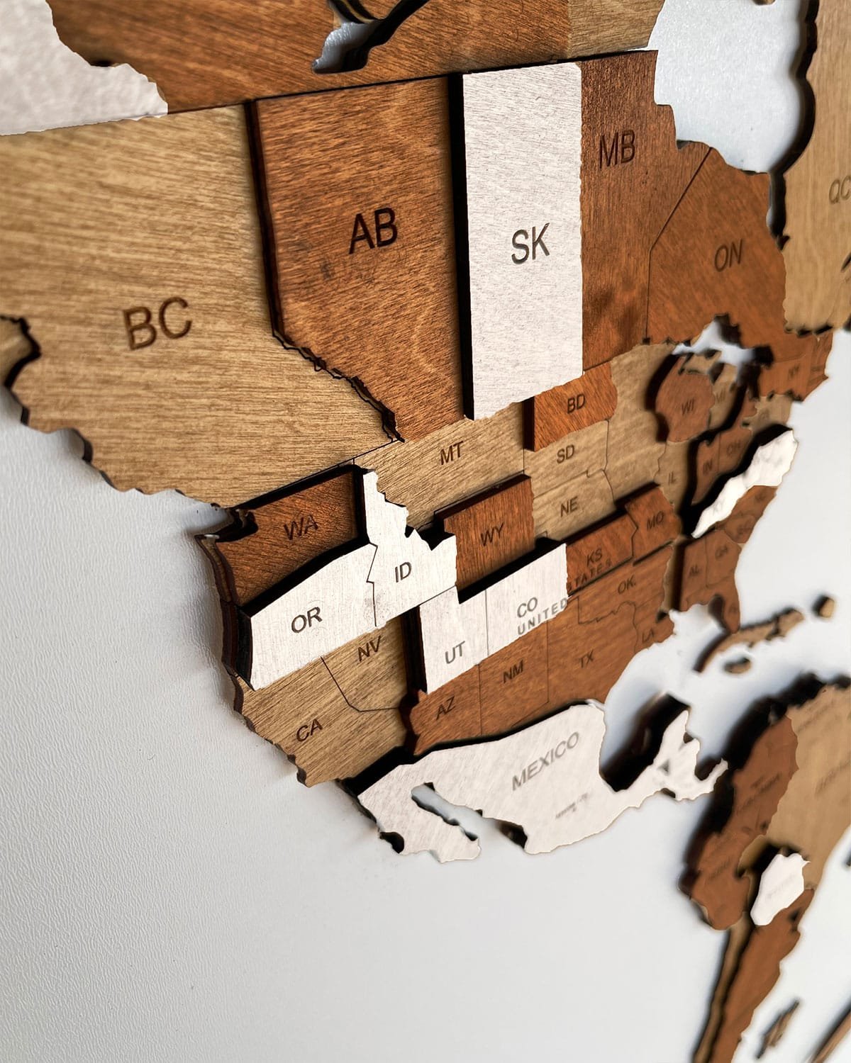 World map 3D wood for wall | LATTE-2