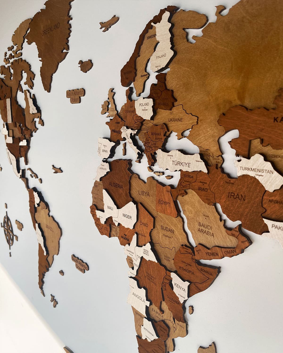 World map 3D wood for wall | LATTE-1