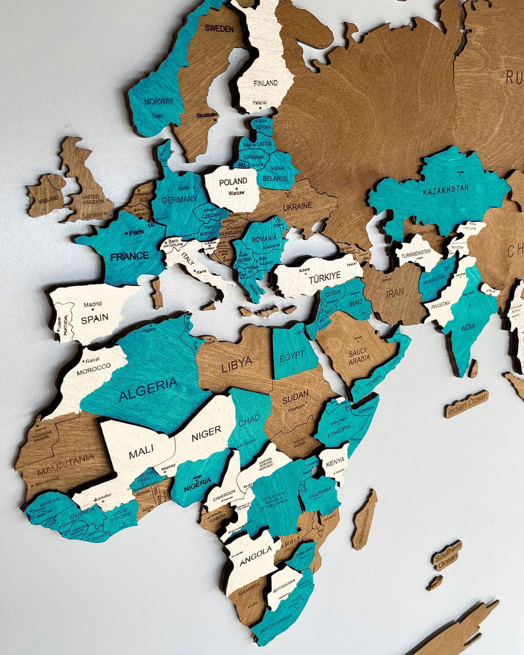Wooden World Map 3D effect | LAZUR-3
