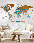 Wooden World Map 3D effect | LAZUR-0