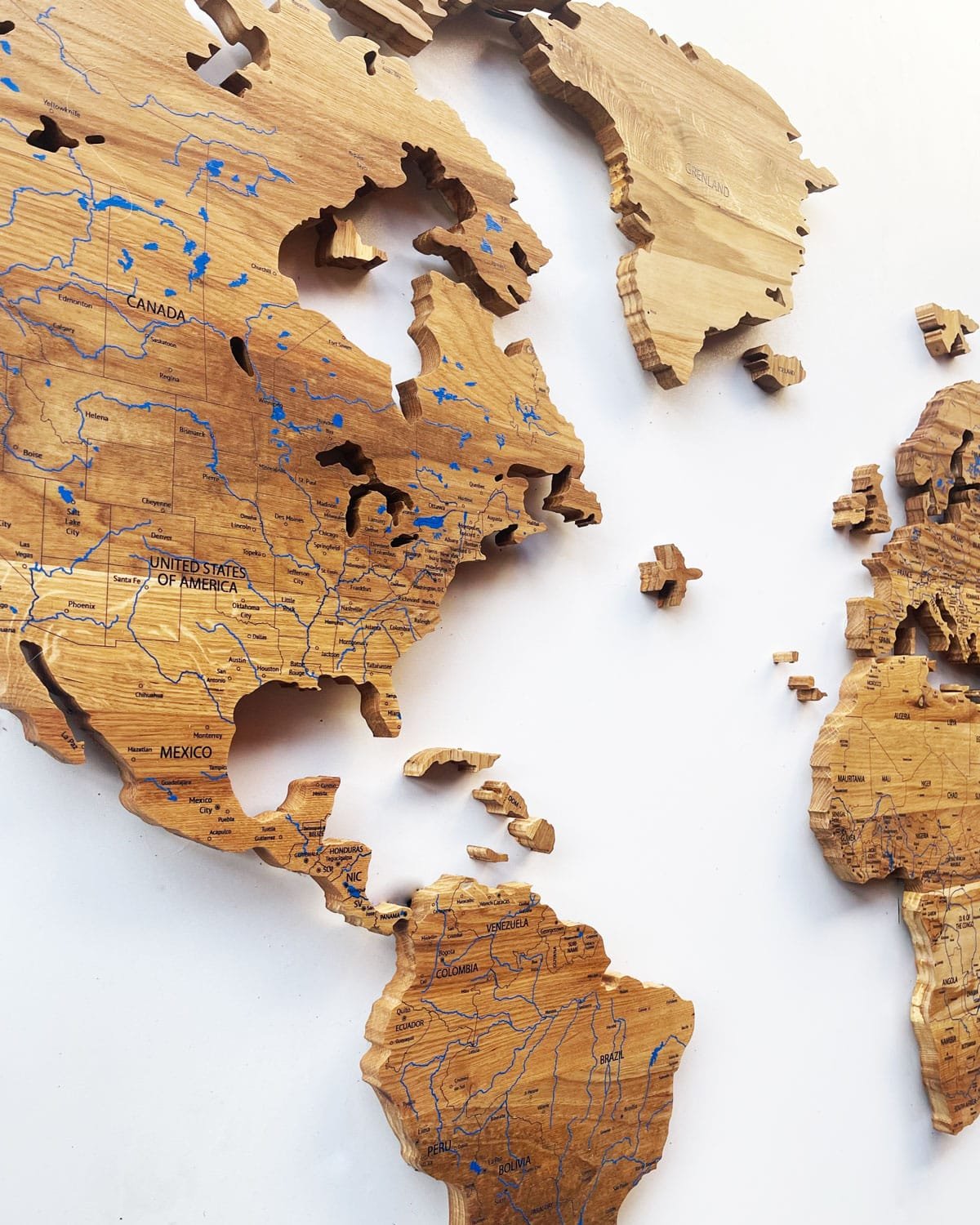 World map made of solid oak wood-2