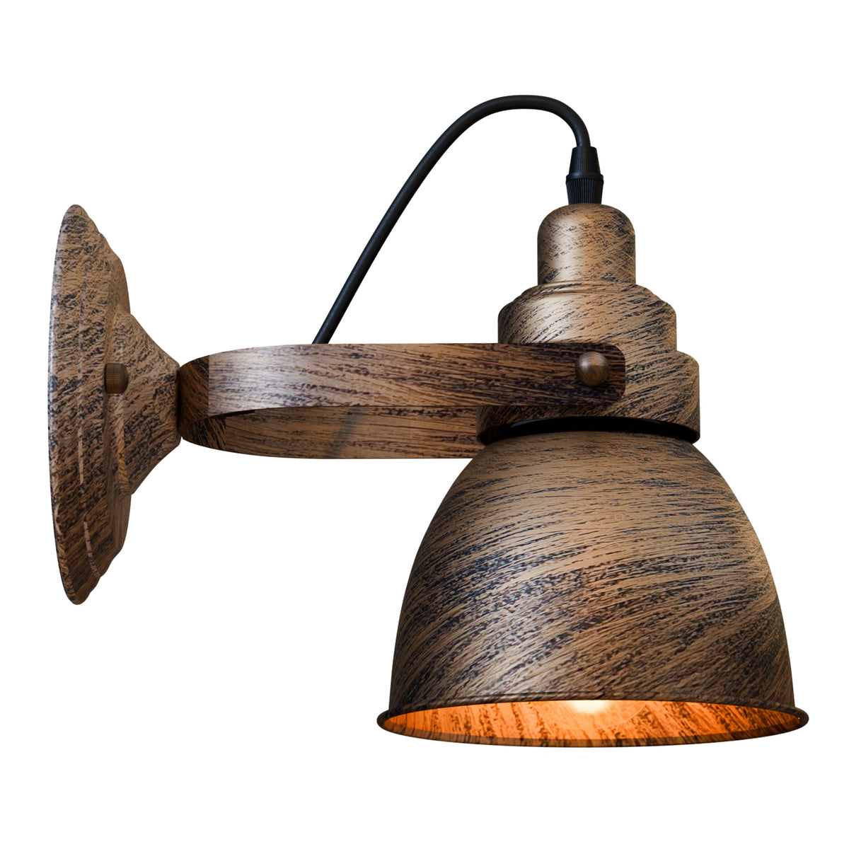 Industrial Wood Effect Bell Wall Light E27 ~5526-0
