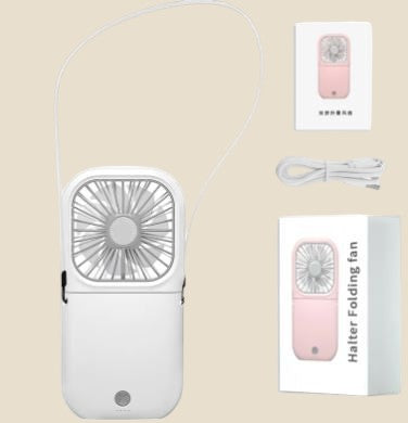 NovaPulse NeckBreeze Air, biały przenośny wentylator na szyję z kablem USB i opakowaniem, lekki i składany design