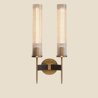Lampa ścienna NovaPulse CopperWall z dwoma szklanymi kloszami i miedzianymi detalami w stylu amerykańskim